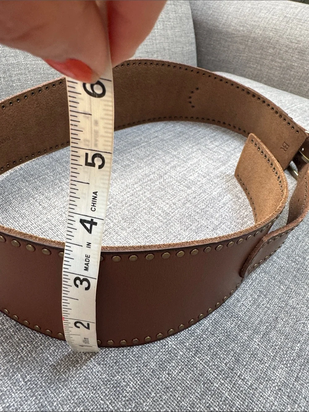 Banana Republic Brown Leather Studded Belt with Brass Buckle